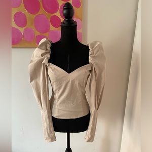 💚Liquidation 💚Jonathan Simkhai Off White Blouse stretch with puff sleeves